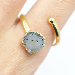 Raw Druzy Gemstone in electroformed gold Plated Ring [JE09] 2 | Himalayan Salt Factory