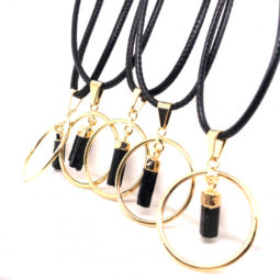 5 x Black tourmaline Golden Lovers Pendants - BR 1434 | Himalayan Salt Factory