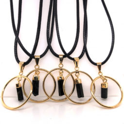 5 x Black tourmaline Golden Lovers Pendants - BR 1434 | Himalayan Salt Factory