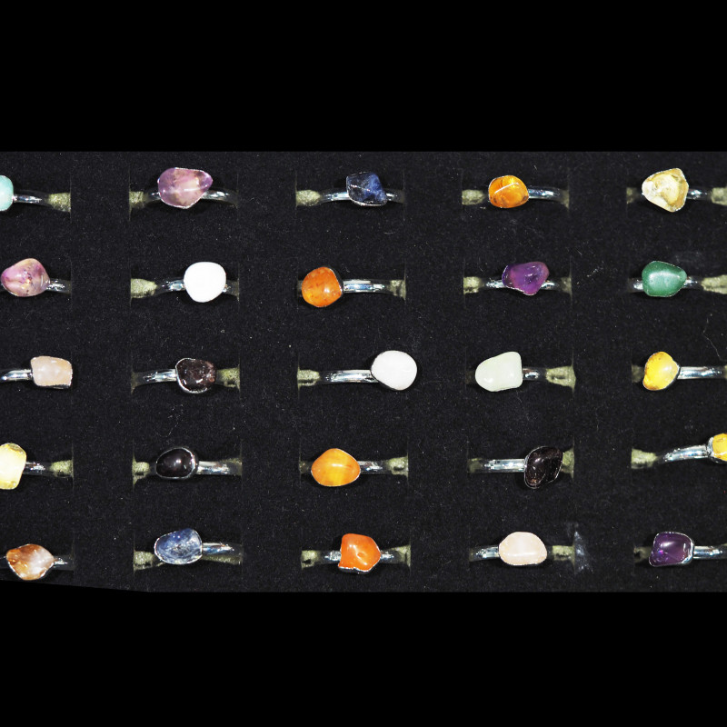 x30 set Raw Gemstone Silver Plated Rings BR 674 4 x30 set Raw Gemstone Silver Plated Rings BR 674 | Himalayan Salt Factory