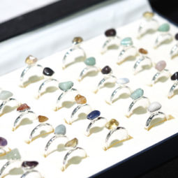 x36 set Tumbled Raw Gemstone Silver Plated Rings BR 868 17 x36 set Tumbled Raw Gemstone Silver Plated Rings BR 868 | Himalayan Salt Factory
