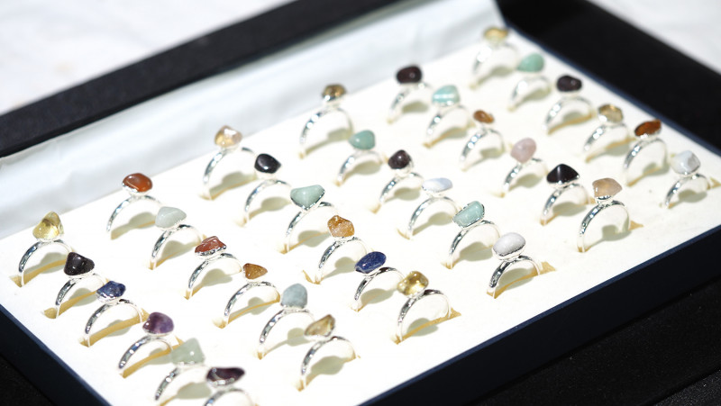 x36 set Tumbled Raw Gemstone Silver Plated Rings BR 868 9 x36 set Tumbled Raw Gemstone Silver Plated Rings BR 868 | Himalayan Salt Factory