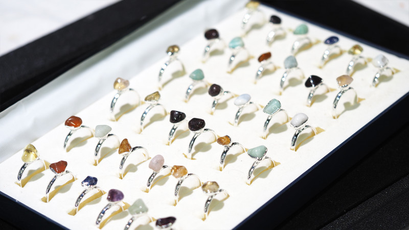 x36 set Tumbled Raw Gemstone Silver Plated Rings BR 868 3 x36 set Tumbled Raw Gemstone Silver Plated Rings BR 868 | Himalayan Salt Factory