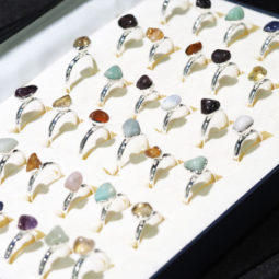 x36 set Tumbled Raw Gemstone Silver Plated Rings BR 868 19 x36 set Tumbled Raw Gemstone Silver Plated Rings BR 868 | Himalayan Salt Factory