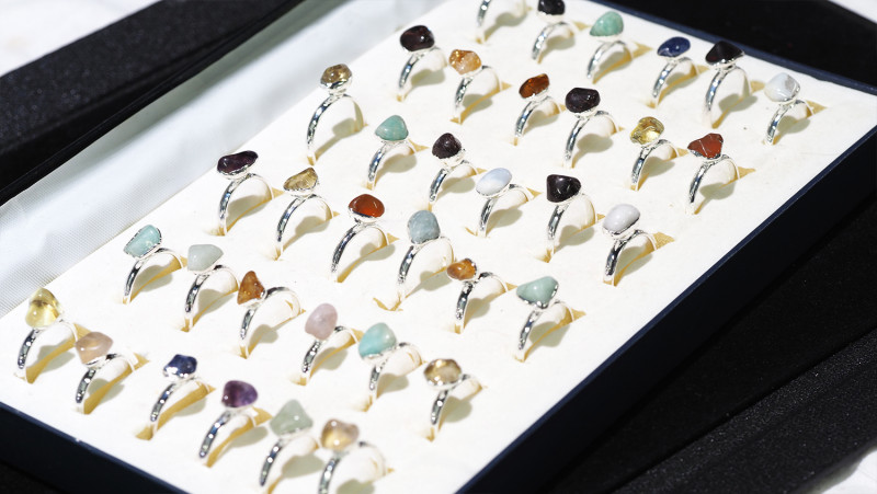 x36 set Tumbled Raw Gemstone Silver Plated Rings BR 868 11 x36 set Tumbled Raw Gemstone Silver Plated Rings BR 868 | Himalayan Salt Factory