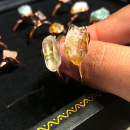 five types Raw gemstones Copper Rings 15 pcs BR 2317