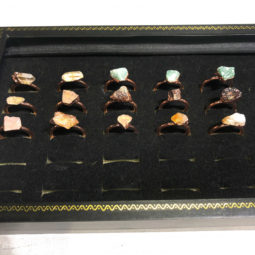 five types Raw gemstones Copper Rings 15 pcs BR 2317 | Himalayan Salt Factory