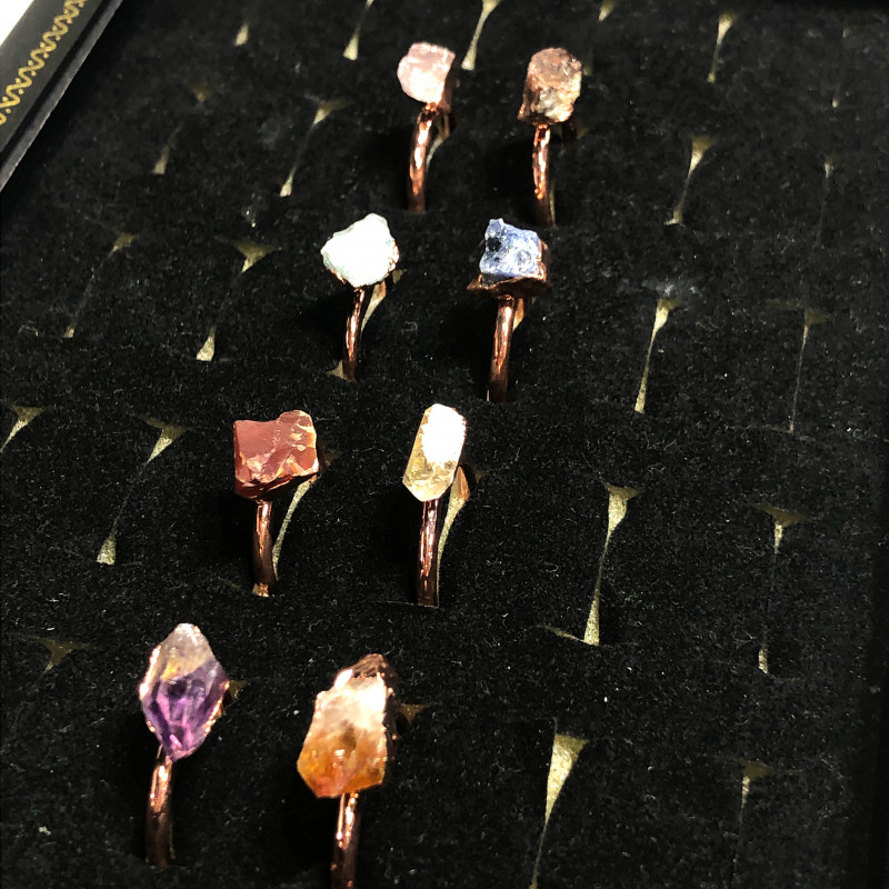 Eight Raw gemstones Ring Size 6 Copper Rings BR 2331 4 Eight Raw gemstones Ring Size 6 Copper Rings BR 2331 | Himalayan Salt Factory