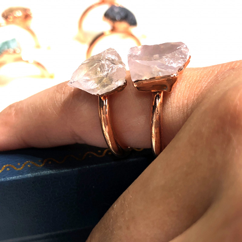 Eight Raw gemstones Ring Size 4 Copper Rings BR 2400 6 Eight Raw gemstones Ring Size 4 Copper Rings BR 2400 | Himalayan Salt Factory
