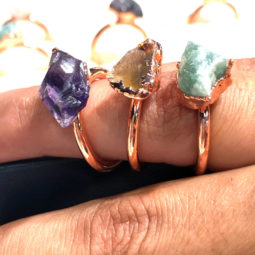 Eight Raw gemstones Ring Size 4 Copper Rings BR 2400 11 Eight Raw gemstones Ring Size 4 Copper Rings BR 2400 | Himalayan Salt Factory