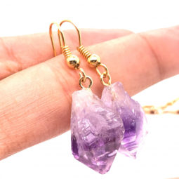 5 x Raw Beautiful Amethyst Earrings BR 2250 | Himalayan Salt Factory