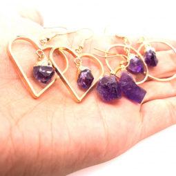5 x Raw Beautiful Amethyst Earrings BR 2250 | Himalayan Salt Factory