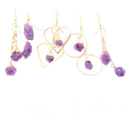 5 x Raw Beautiful Amethyst Earrings BR 2250 | Himalayan Salt Factory