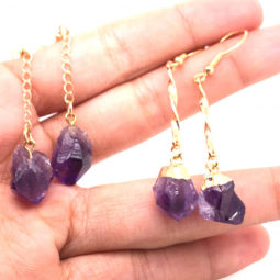5 x Raw Beautiful Amethyst Earrings BR 2250 | Himalayan Salt Factory