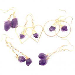 5 x Raw Beautiful Amethyst Earrings BR 2250 | Himalayan Salt Factory