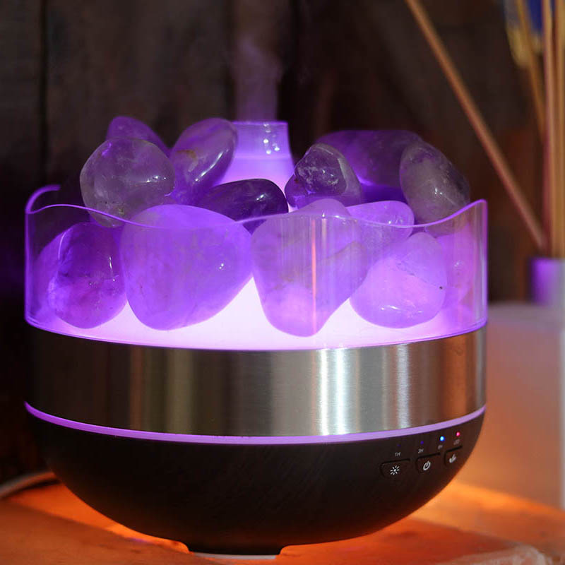 Treasurers Amethyst Diffuser Humidifier - Polished Stones 12 Amethyst Diffuser Humidifier - Polished Stones | Himalayan Salt Factory