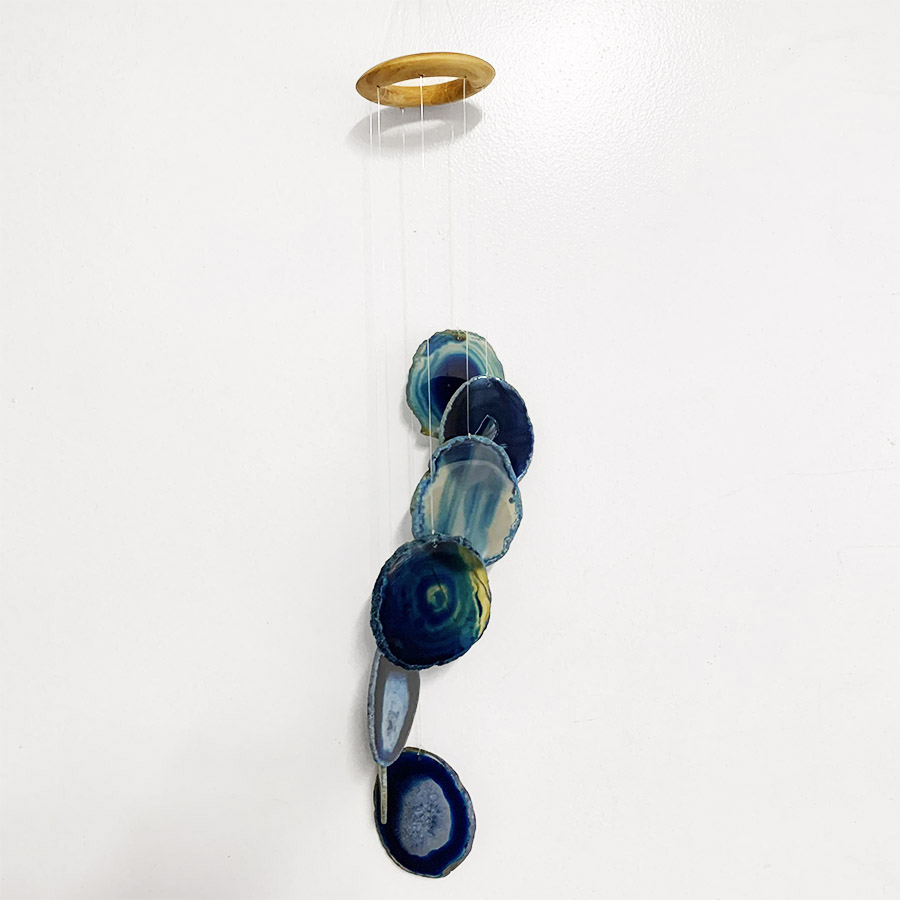 Agate Wind Chime - Blue - Large 8 Wind Chime Brazil Agate Blue Slices - LG | Himalayan Salt Factory