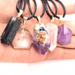 5 pcs Amethyst Crystal lovers pendants BR 2303 7 5 pcs Amethyst Crystal lovers pendants BR 2303 | Himalayan Salt Factory