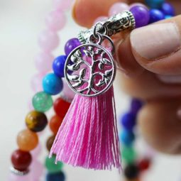Prayer Beads Rose Quartz and Gemstones Tree of life CF 490 8 Prayer Beads Rose Quartz and Gemstones Tree of life CF 490 | Himalayan Salt Factory