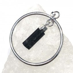 Raw Black Tourmaline Earth round Pendant BR 2040 | Himalayan Salt Factory