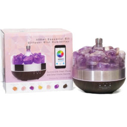 Diffuser with Amethyst Polished Stone | Himalayan Salt Factory