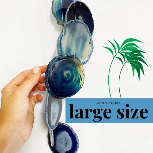 Agate Wind Chime - Blue - Large 7 Wind Chime Brazil Agate Blue Slices - LG | Himalayan Salt Factory