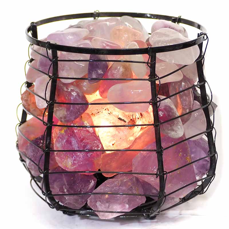 Amethyst Crystal Double Rock and Gemstones Freedom Capsule Lamp 4 Amethyst Crystal Double Rock and Gemstones Freedom Capsule Lamp | Himalayan Salt Factory
