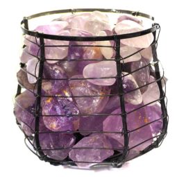 Amethyst Crystal Double Rock and Gemstones Freedom Capsule Lamp | Himalayan Salt Factory