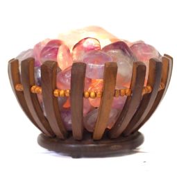 Amethyst Crystal Gemstones Freedom Basket Lamp | Himalayan Salt Factory