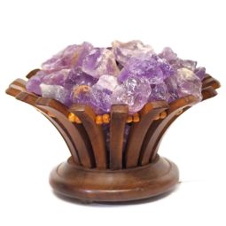 Amethyst Crystal Rock Lotus Lamp | Himalayan Salt Factory