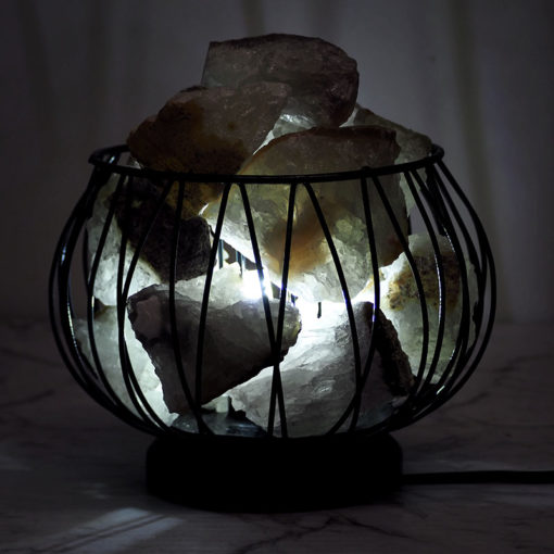 Clear Crystal Amore Lamp at Night | Himalayan Salt Factory