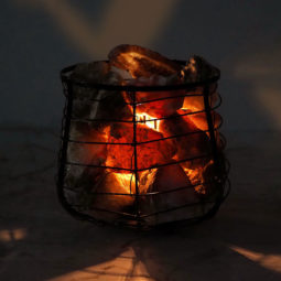 Golden Crystal Capsule Lamp at Night | Himalayan Salt Factory