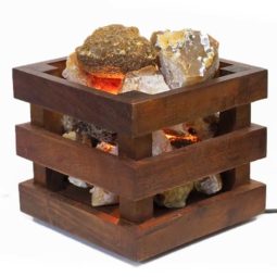 Golden Crystal Rocks Cubic Lamp | Himalayan Salt Factory