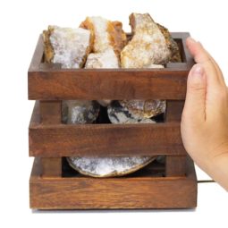 Golden Crystal Rocks Cubic Lamp | Himalayan Salt Factory
