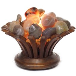 River Jasper Gemstones Lotus Lamp | Himalayan Salt Factory