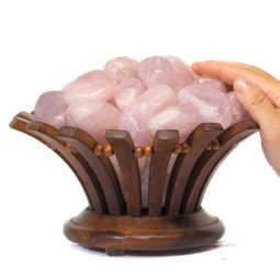Rose Quartz Crystal Gemstones Love Lotus Lamp | Himalayan Salt Factory