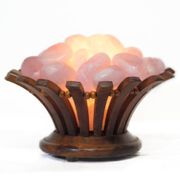 Rose Quartz Crystal Gemstones Love Lotus Lamp | Himalayan Salt Factory
