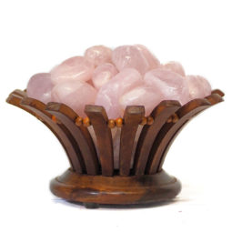 Rose Quartz Crystal Gemstones Love Lotus Lamp | Himalayan Salt Factory