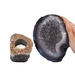Agate Crystal Specimen with Tea Light DJ408-1 | Himalayan Salt Factory
