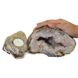 2kg Agate Crystal Specimen with Tea Light Candle Holder DJ409 5 Agate Crystal Specimen with Tea Light DJ409-1 | Himalayan Salt Factory