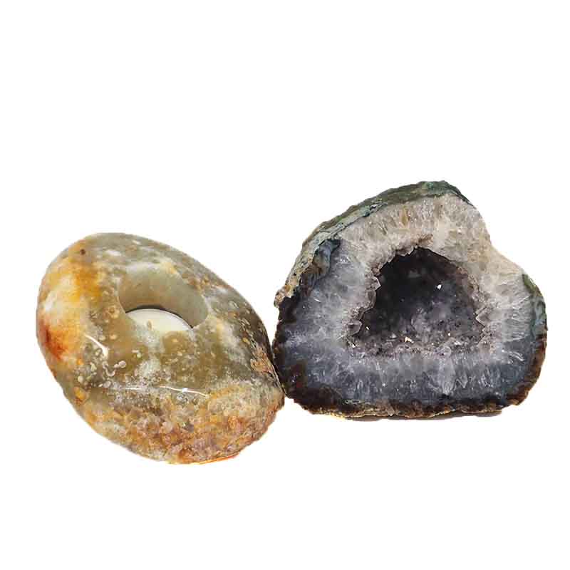 1.3kg Agate Crystal Specimen with Tea Light Candle Holder DJ414 3 Agate Crystal Specimen with Tea Light DJ414 | Himalayan Salt Factory