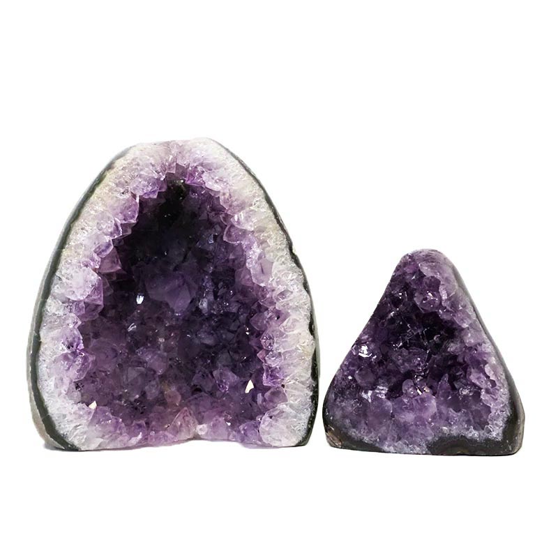 0.74kg Amethyst Crystal Geode Specimen Set 2 Pieces DJ222 3 Amethyst Crystal Geode Specimen J222 | Himalayan Salt Factory
