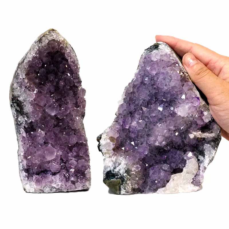 1.88kg Amethyst Crystal Geode Specimen Set 2 Pieces DS184 4 Amethyst Crystal Geode Specimen Set 2 Pieces DS184-1 | Himalayan Salt Factory