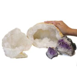 6.2kg Calcite Geode Set with Amethyst DJ426 5 Calcite Geode Set with Amethyst DJ426-1 | Himalayan Salt Factory