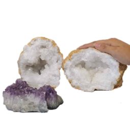 Calcite Geode Set with Amethyst DJ427-1 | Himalayan Salt Factory