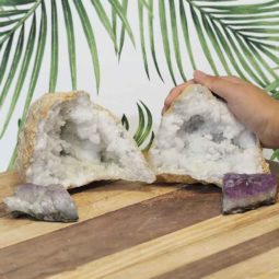 2.25kg Calcite Geode Set with Amethyst DJ450 5 Calcite Geode Set with Amethyst DJ450-1 | Himalayan Salt Factory