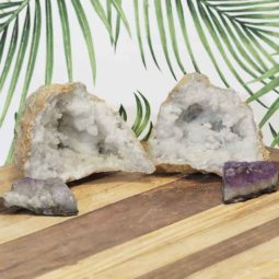 Calcite Geode Set with Amethyst DJ450 | Himalayan Salt Factory