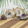 1.5kg Calcite Geode Set with Amethyst DJ453 2 Calcite Geode Set with Amethyst DJ453 | Himalayan Salt Factory