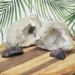 Calcite Geode Set with Amethyst DJ456 | Himalayan Salt Factoy
