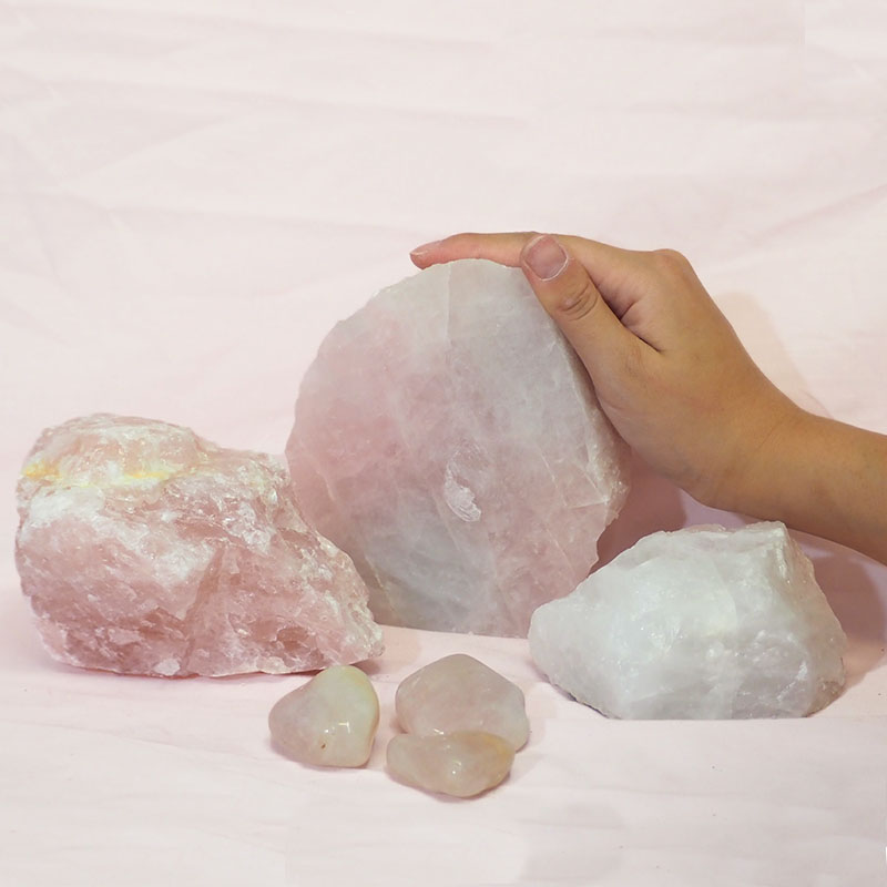 Divine Rose Quartz Crystal Set J300 4 Divine Rose Quartz Crystal Set J300-1 | Himalayan Salt Factory